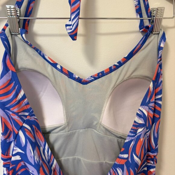 SPEEDO Women's Printed Halter One Piece Swimsuit Size 16 Blue Red Endurance - Picture 8 of 12